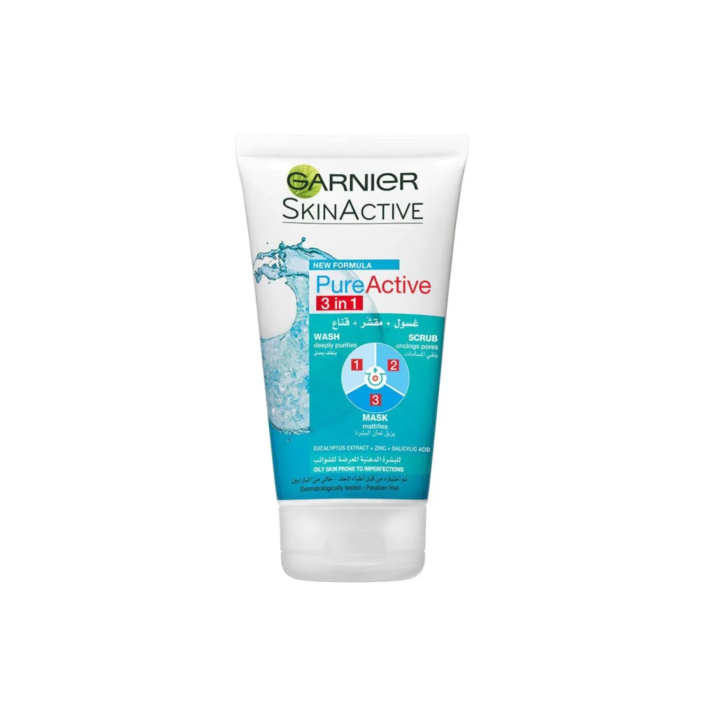 Garnier Pure Active 3in1 Wash Scrub Mask Oily Skin